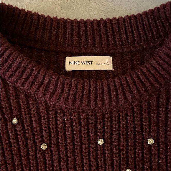 Women's Burgundy Sweater with crystal accents - Picture 2 of 3